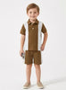 Boys Textured Panel Polo Co Ord Set