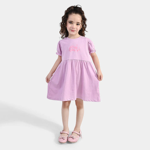 Terry Knitted / Pink Jersey Frock