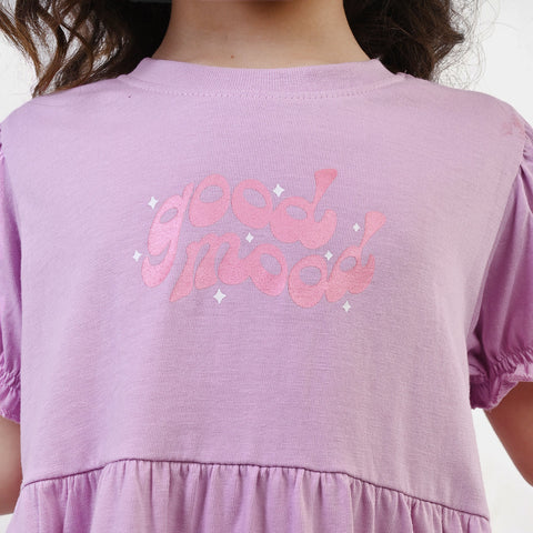 Terry Knitted / Pink Jersey Frock