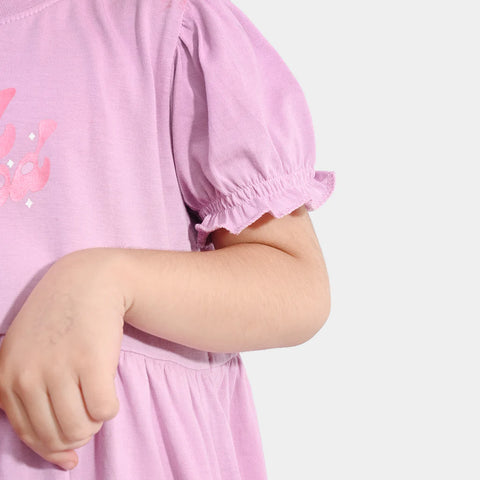 Terry Knitted / Pink Jersey Frock