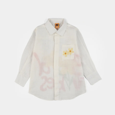 White -Good Vibes Raw Silk Fashion Top
