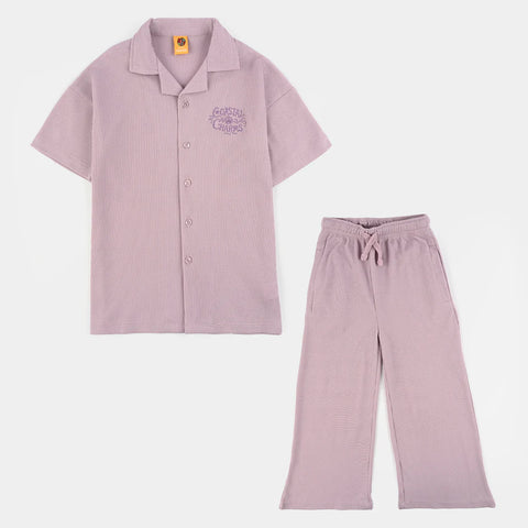 Girls' Purple Thermal 2-Piece Suit