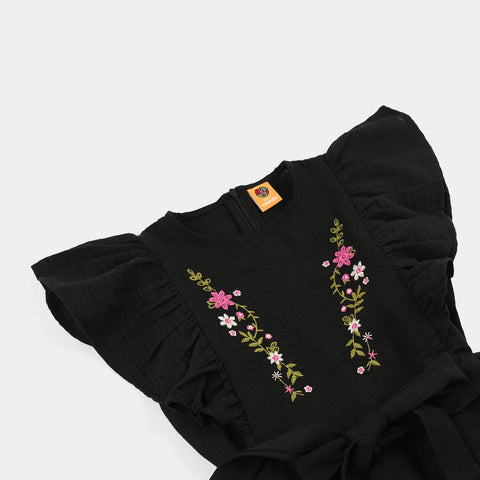 Cotton Embroidered Jumpsuit (Knight Rise) - Black
