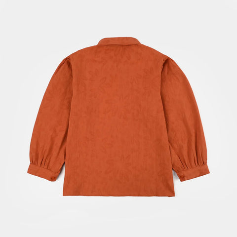 Girls Poly Crinkle Casual Top - Umber Rust